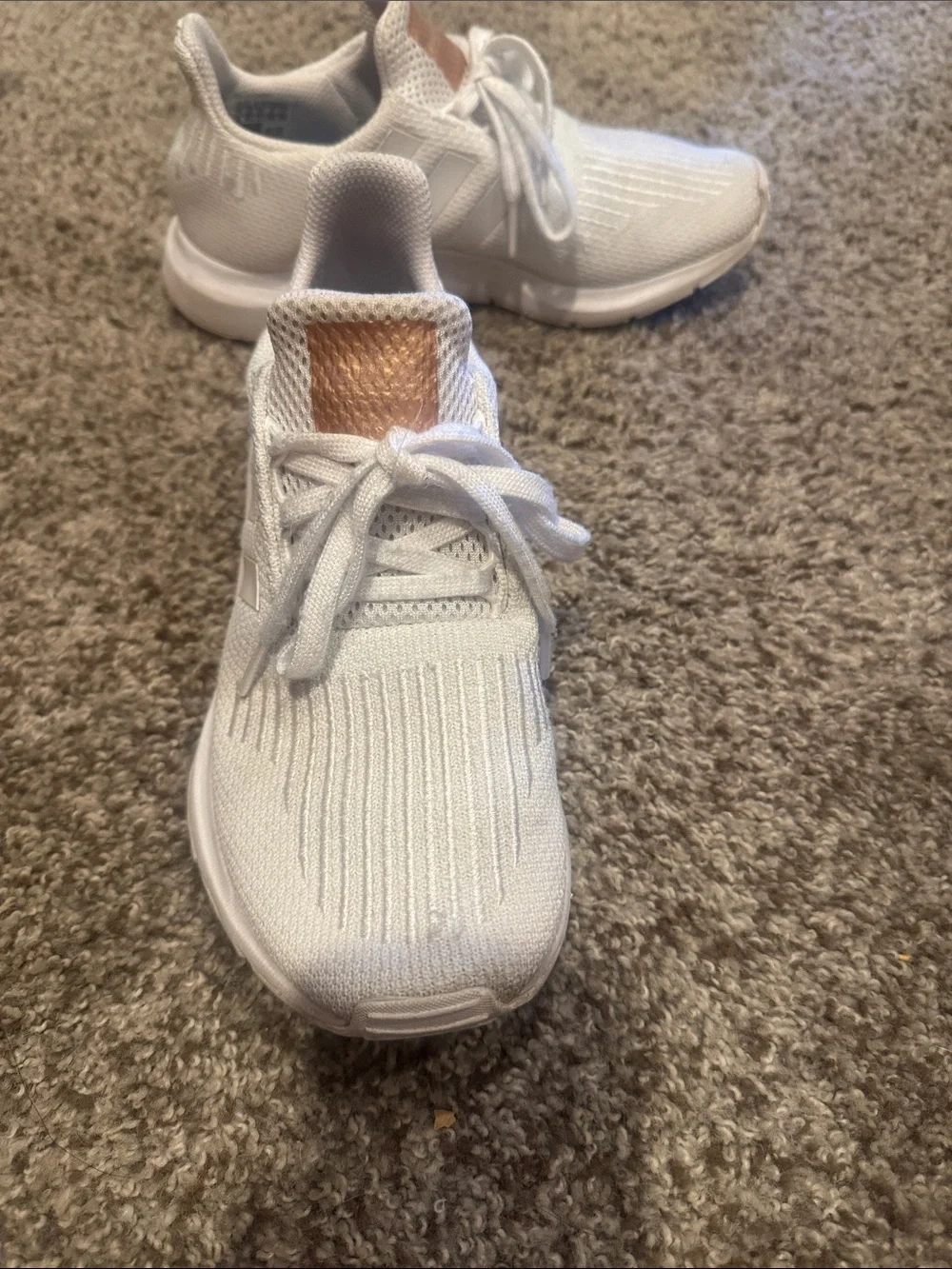 adidas Womens White Sneakers with Copper Tongue Detail